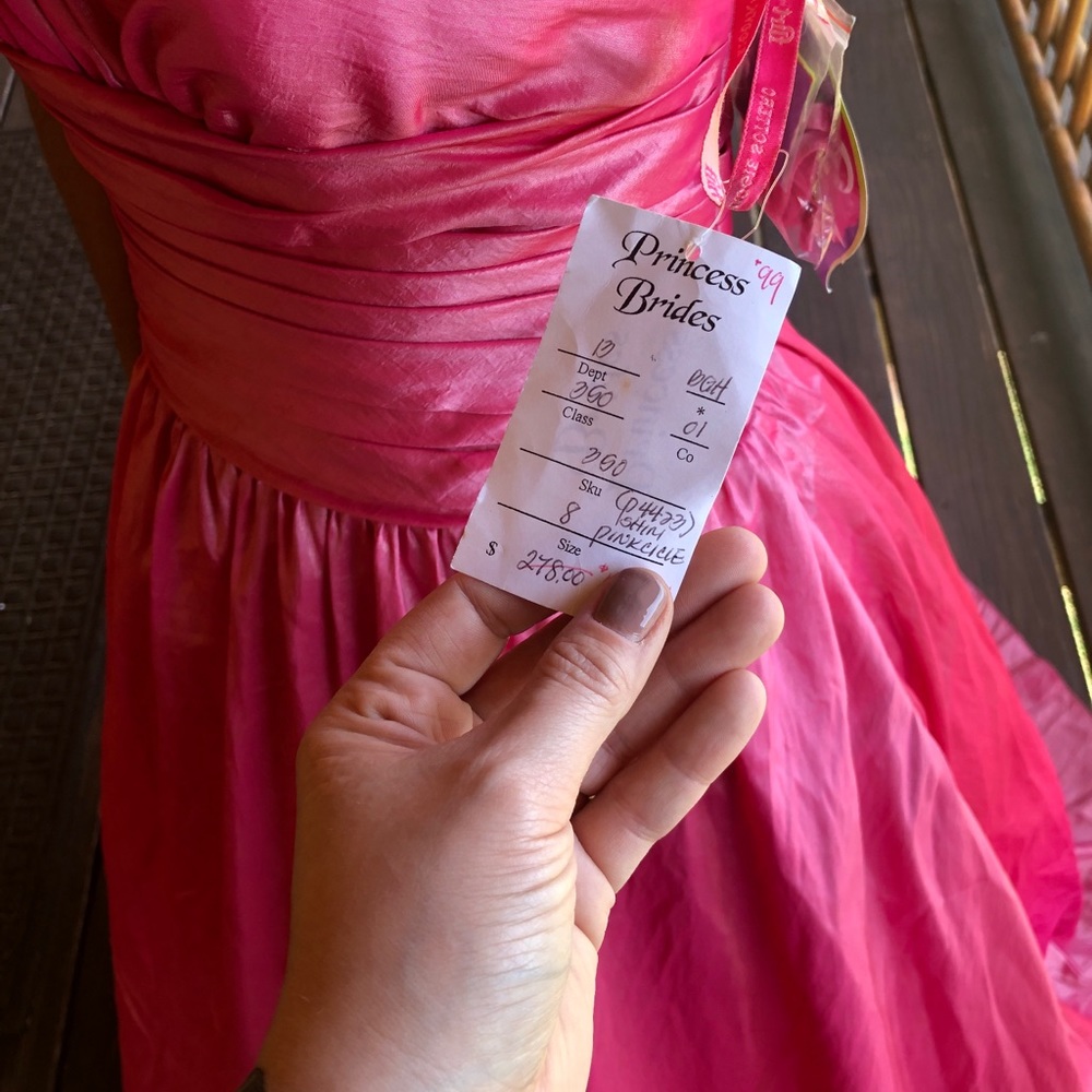 Pink shimmer taffeta Maggie Sottero prom dress NWT - Picture 5 of 6